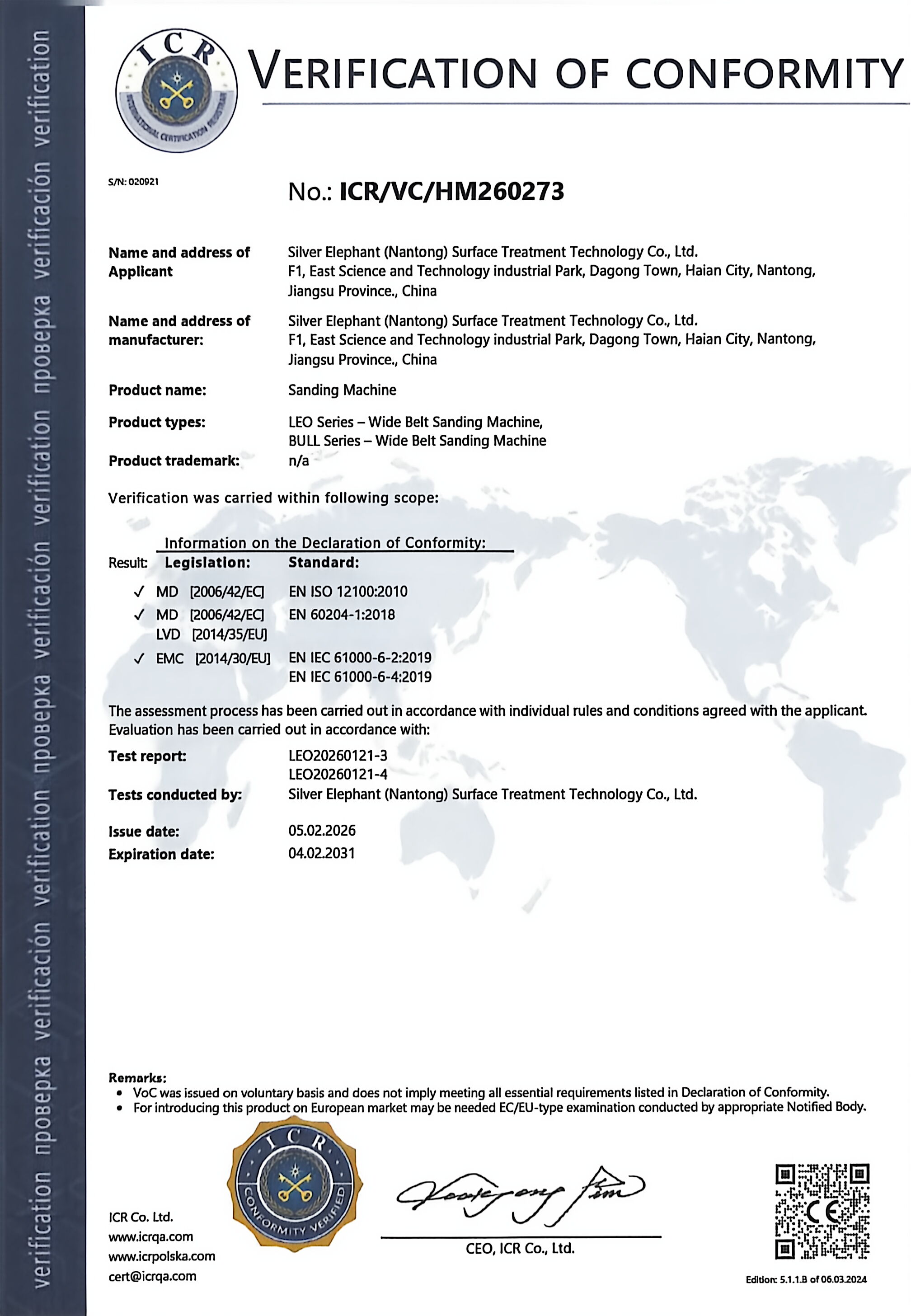 SMOOTH SANDER_CE CERTIFICATE 4