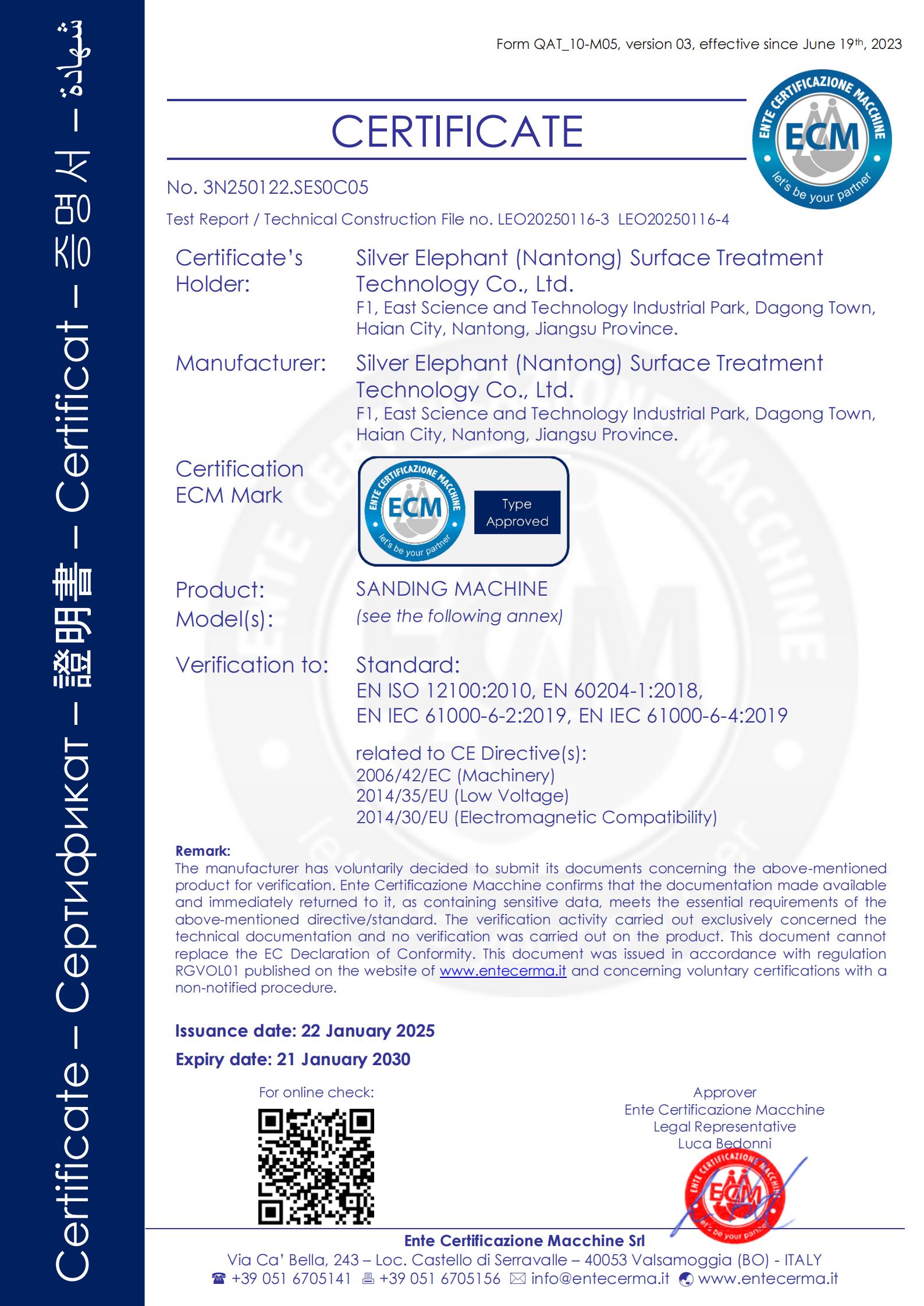 SMOOTH SANDER_CE CERTIFICATE 3